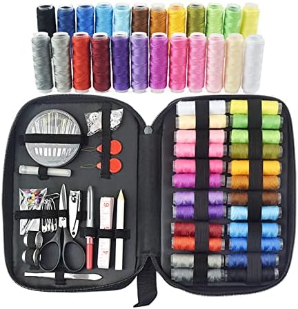 90PCS Sewing Kit DIY Sewing Supplies with Sewing Accessories Portable Professional Mini Sewing Kit for Women Mom Beginner Traveler Adults Thimble Thread Sewing Needles Tape Measure Button Set