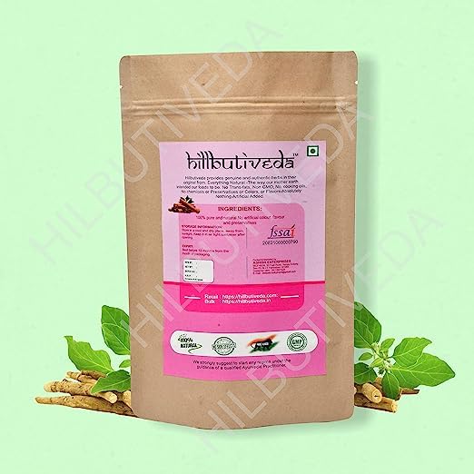 Hillbutiveda Ashwagandha Root Whole | Raw Withania somnifera | Helps fight anxiety and stress | Ayurvedic Herbal Supplement That Promotes Vitality & Strength (100 g) 1
