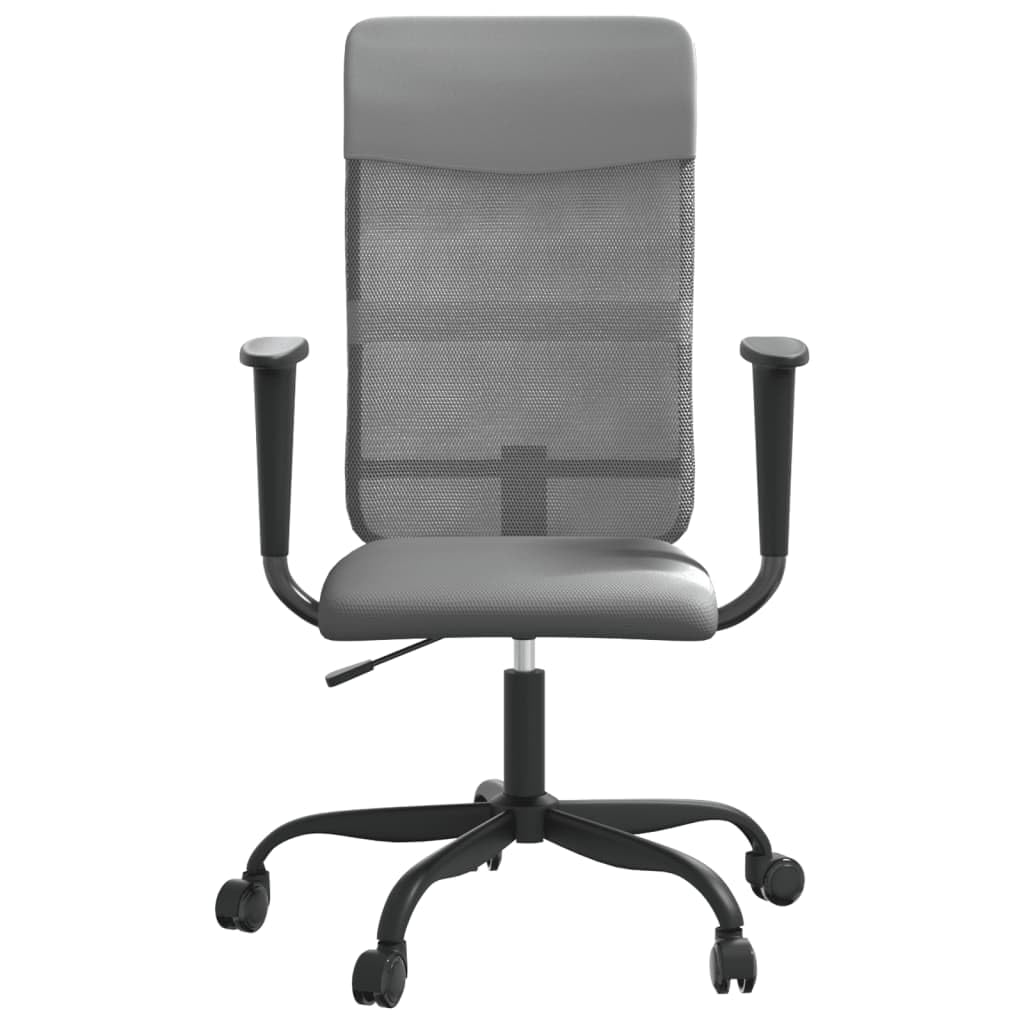 Höhenverstellbarer Bürostuhl Grau mit Netzstoff und Kunstleder, Ergonomischer Dreh- und Chefsessel für Homeoffice, Büro, Gaming, mit Armlehnen, Rückenlehne, Kopfstütze, Wippfunktion