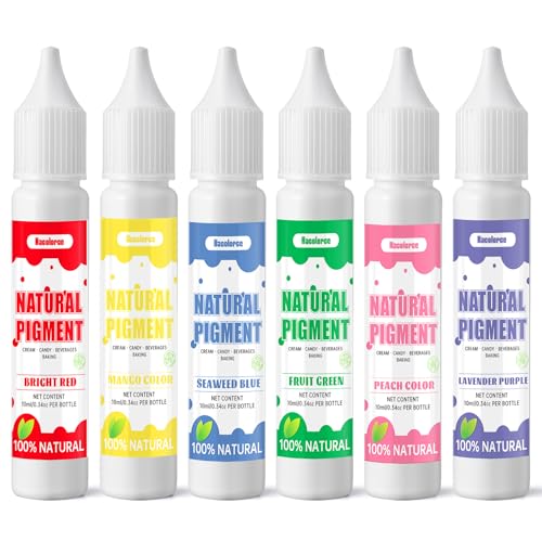 Image of Natural Liquid Food Coloring Set - 12 Vibrant Colors, 0.34 fl oz Each, Food-Grade, Gluten-Free, Odorless, Vegan, Non-GMO, Kosher Safe Dye for Baking, Cake Decorating, Easter Eggs, Icing, Cookies, Drinks & Fondant (Six-color set)