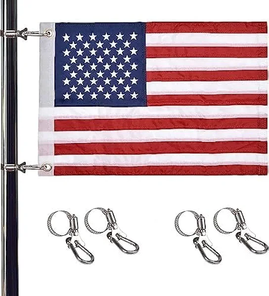 Universal Boat Flag Marine with 4 Boat Flag Pole Kits USA Flag with 50 Embroidered Stars American Boat Flag