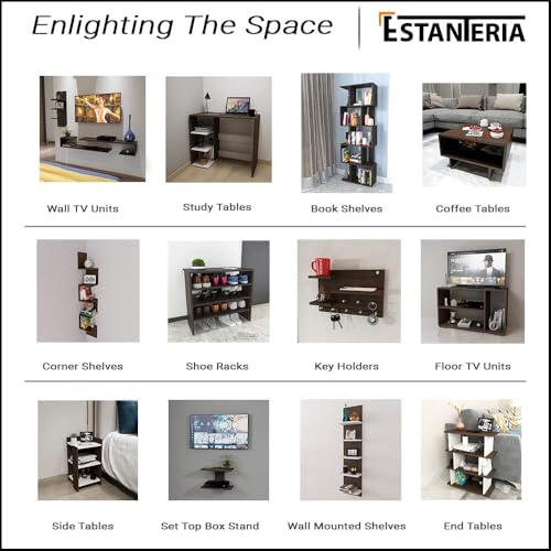 Image of ESTANTERIA Coffee Table for Living Room Wooden Engineering Wood Center Tea Table Strong & Durable Space Saving Furniture with Storage for Bedroom Modern Design Furniture Home Decor (Pavillion)