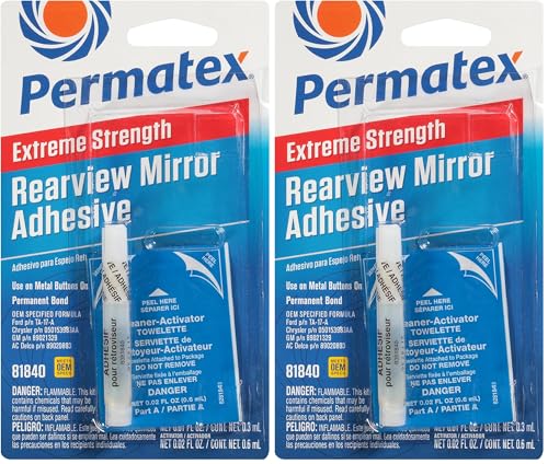 Image of Permatex 81840 Extreme Rearview Mirror Profressional Strength Adhesive Kit, White (Pack of 2)