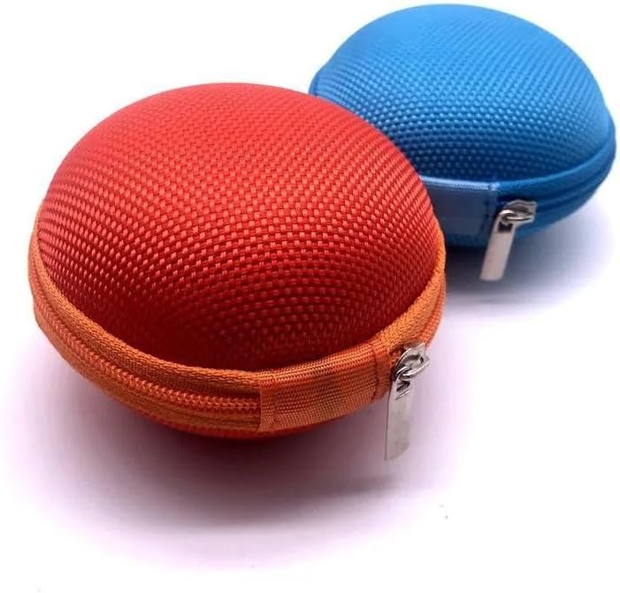 Miniatura 6 de Paquete de 3 fundas redondas para auriculares, cremallera de transporte resistente, a prueba de golpes, exterior, pequeña bolsa de almacenamiento