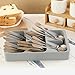 Mulikeer 6 Slots Silverware Cutlery Drawer Organizer, Kitchen Drawer Utensil Tray for Flatware, Cutlery, Spoon and Knives Drawer Storage Organization Keep kitchen Drawer Neat & Organized