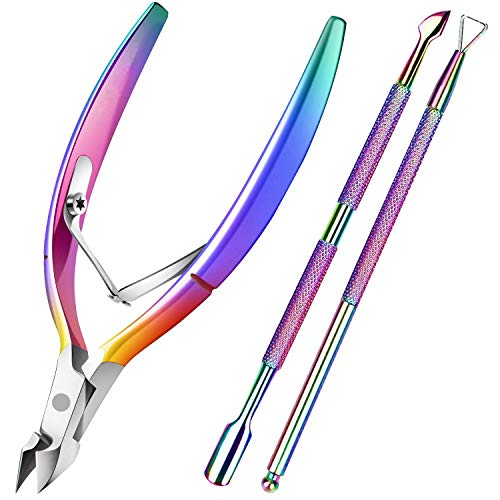 3 STKS Cuticula Pusher Remover Kit, Cuticula Nipper, Driehoek Cuticula Dunschiller Schraper en Dubbele Ended Cuticula Pusher Cutter, Rvs Nail Art Manicure/Pedicure Gereedschap
