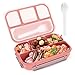 MUJUZE Brotdose Kinder mit fächern,1300ML Lunchbox mit Besteck Bento Box Kinder Nachhaltig Brotzeitbox mit unterteilung,Vesperbox kindergarten,Snack Box Kids für Schule/Picknick Reisen (Pink)