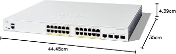 Cisco Catalyst 1300-24FP-4X Managed Switch, 24 Port GE, Full PoE, 4x10GE SFP+, Limited Lifetime Protection (C1300-24FP-4X)