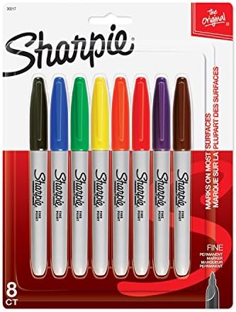Sharpie Permanent Markers, Fine Point, 8 Pack, Assorted Colors (30217PP)