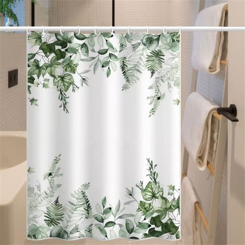 Rideau de douche imperméable lavable 100x200 cm en tissu polyester vert - 4