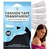 BLOOMORA Fashion Tape doppelseitig transparent – 100 Streifen (7,6 x 1,3 cm) – Body Tape für Kleidung & Haut – wasserfestes Klebeband Kleidung – Fashion Tape für Damen & Herren