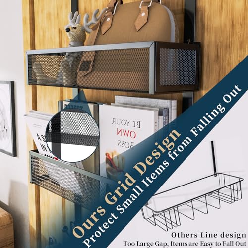 Consumest Over The Door Hooks Organizer - 3 Tier Door Hanger with 9 Coat Hooks & 2 Mesh Basket, Back Storage Organizer Hanging Towels for Bathroom, Bedroom, Black by Consumest - Image 2