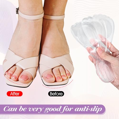 Image of 3Pairs Gel Shoe Inserts for Women, Thickened Gel High Heel Cushion Insoles Women, Non-Slip PU Shock-Absorbing 3 /4 Clear Gels Insoles, Washable Arch Support Shoe Pads for High Heel, Sandal, Flat Feet