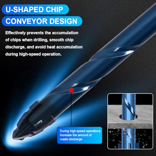 Image of Serplex 7Pcs Masonry Drill Bit Set with Industrial Strength Tungsten Steel Carbide Tips, 3 /4 /5 /6 /8 /10 /12mm Hexagonal Handle Drilling Bits for Wood, Glass, Tile, Metal (up to 3mm), and Plastic