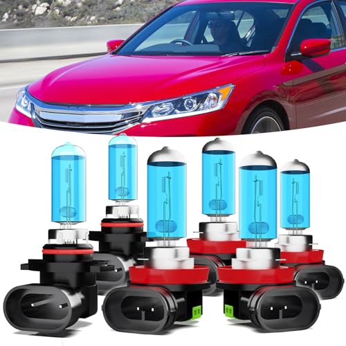 TTDBDAN Headlights Fit For Honda Accord 2008-2012 Coupe & 2013-2015 Halogen Headlight Bulbs,9005/HB3/H10 High Beam+ H11/H8/H9 Low Beam+ h11 Fog Light Combo,Plug And Play,Pack of 6