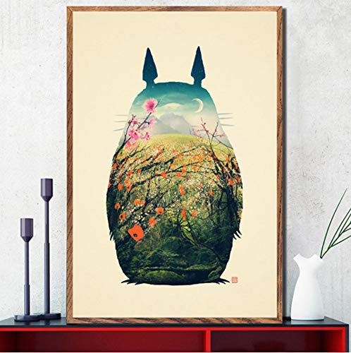 yhnjikl Affiche Imprime Mon Voisin Totoro Miyazaki Hayao Pop Japon Anime Art Peinture Mur Photos pour Le Salon Décor À La Maison 40X60 Cm sans Cadre