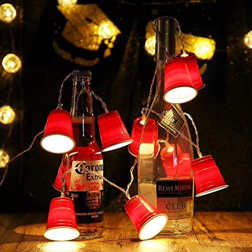 Party Cups String Lights, Mini Shot Cups Fairy Light Decoration Leds, Battery Operated Led Novelty Flip Cup Decor For College Graduation Grad Party Supplies Home (1 Piece, 6.56 Ft) #TOP2