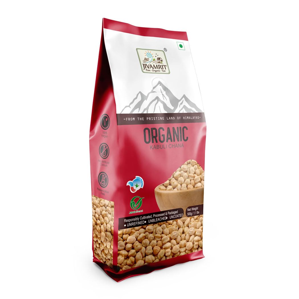 Jivamit Organic Kabuli Chana 500 Gram - 100% Vegan, Unpolished, Gluten Free and No Pesticides (B0CCML5GB6) Amazon Price History, Amazon Price Tracker