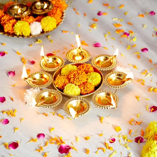 Amazon Brand - Solimo Diya Shape Iron Flower Decorative Urli for ...