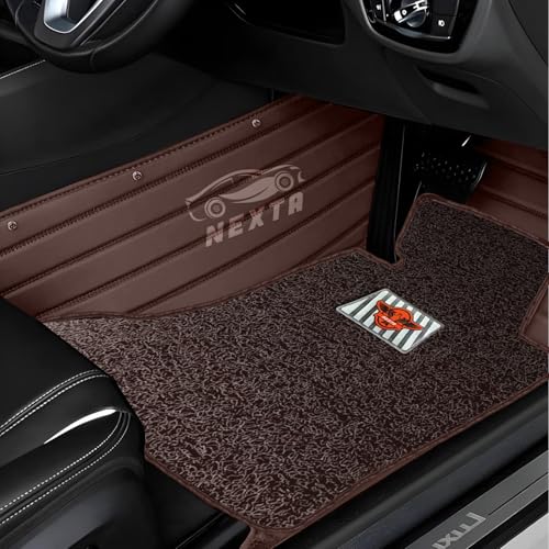 Image of 10D Car Floor Mat for Maruti Suzuki E Vitara | Nappa Leather | Luxurious & Elegant Look | 100% Waterproof and Washable | Custom Fitted |- Full Coffee