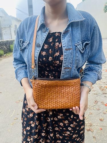 Small Genuine Leather Woven Crossbody Bag, Soft Cowhide Material4