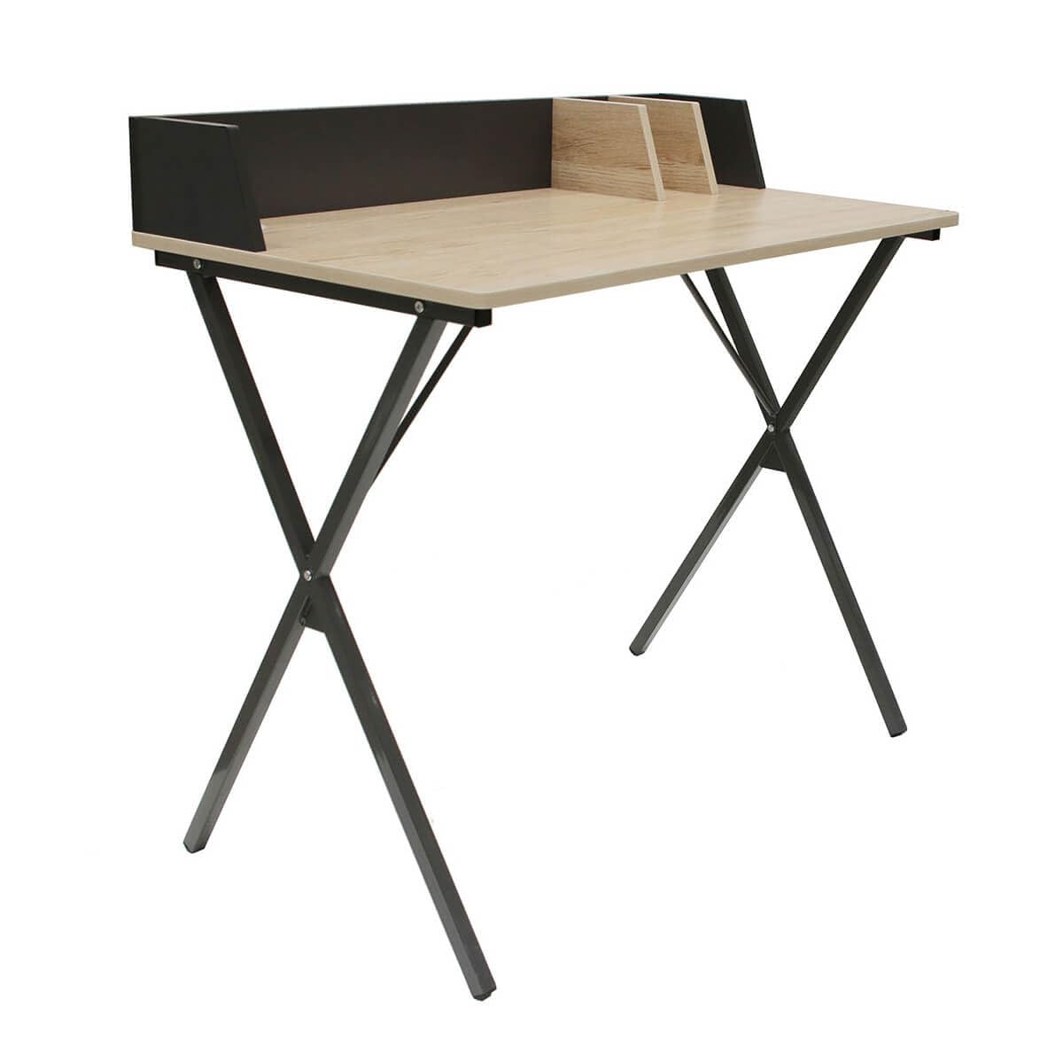 AltoBuy BADIE - Bureau Plateau Effet Bois et Piètement Noir