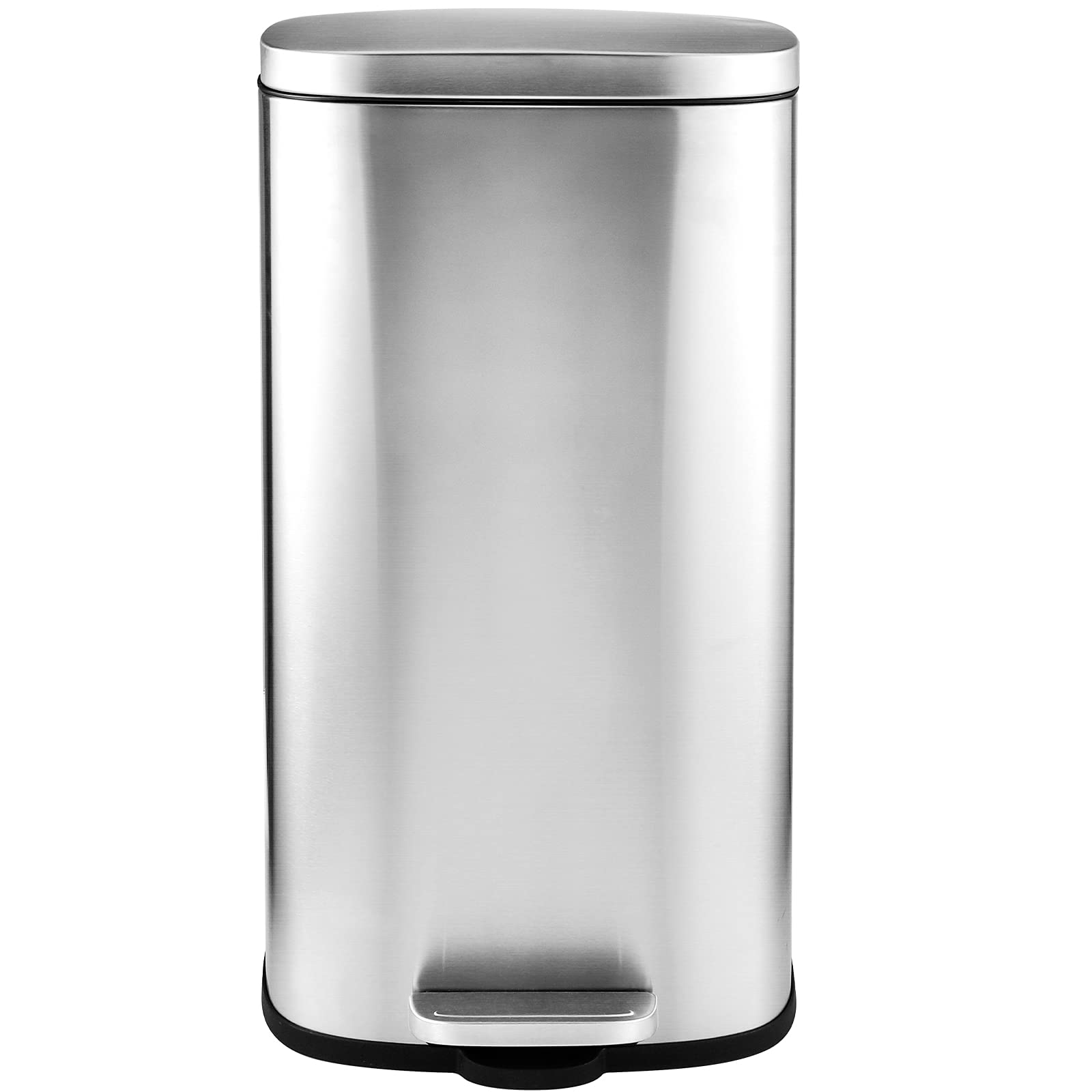 AthLike 8 Gallon Trash Can, 30L Stainless Steel Kitchen Garbage Can, Step Waste Bin with Hinged Lid and Removable Inner Bucket, Soft-Close, Dustbin for Bathroom Bedroom Living Room Home Office