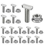 15 Stück Hammerkopfschrauben m8x20 Edelstahl A2-70 und 15 Stück Flanschmuttern M8 Edelstahl, T Schrauben Gewächshaus Schrauben mit Sperrzahnmuttern für PV Solar Montageschienen PV Photovoltaik