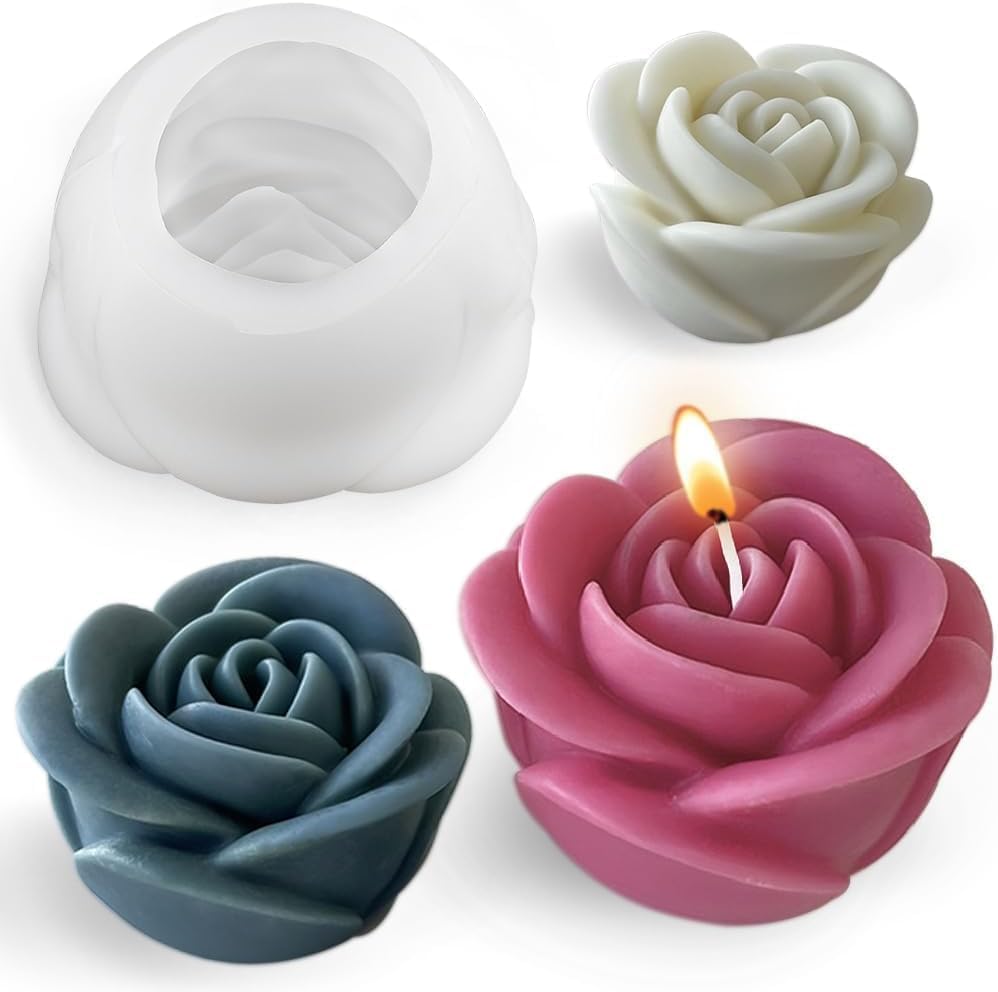 Rose Flower Silicone Candle Mould, Pink, Round, for Candle Making, Soap, Chocolate, Resin, Cake Decoration (Small (ASM42-32))-image-28