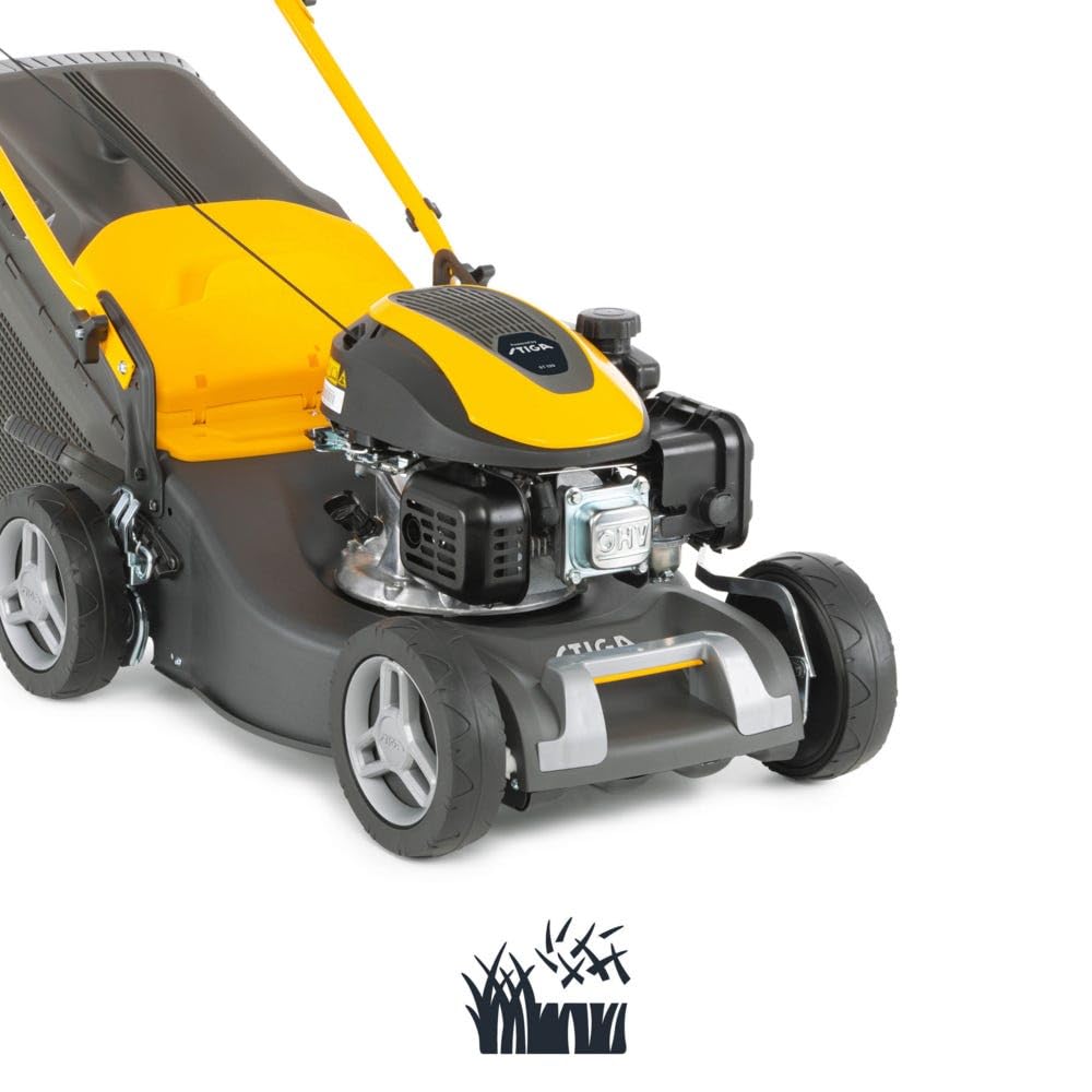 STIGA Collector 43 - Cortacésped de explosión 123 cm³ 1,9 kW, Ancho de Corte 41 cm, Carcasa de Acero, Avance por Empuje, Ajuste centralizado de la Altura de Corte, Bolsa Recogida de 60 litros