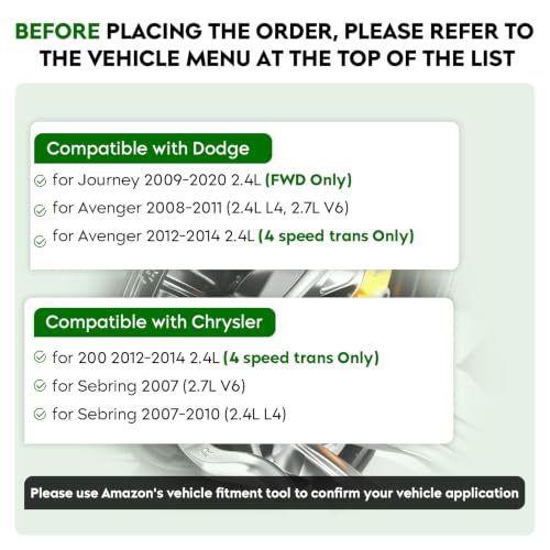 Front Left CV Axle Shaft Assembly Fit for Dodge Journey 2009–2020 (FWD Only), Avenger 2008-2011, Avenger (4 speed trans) 2012–2014, Chrysler 200 2012–2014 & Sebring 2007–2010, Driver Side by Youxmoto - Used condition - Image 2