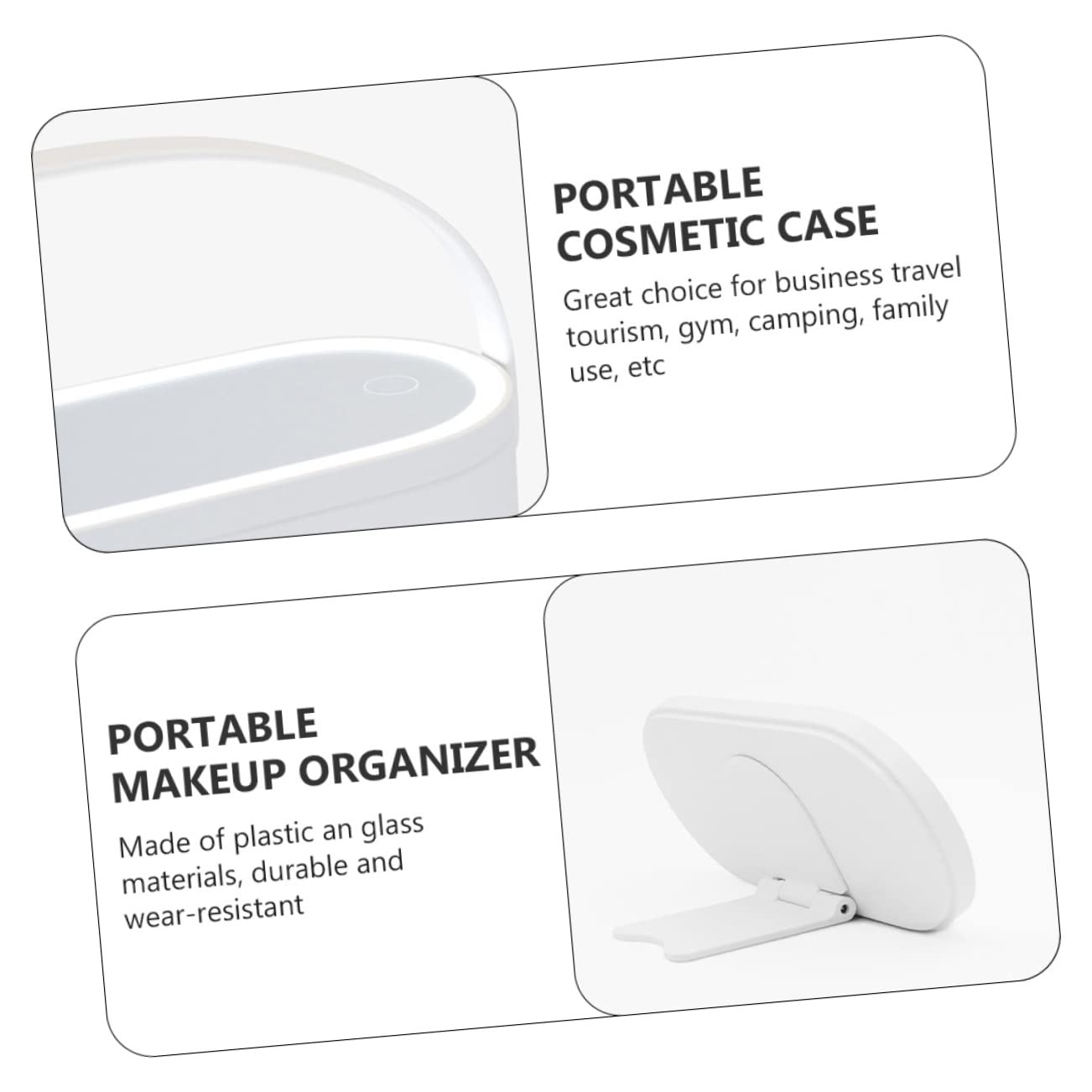 Healeved Portable Led Makeup Box Travel Cosmetic Organizer Mirror for Outdoor Camping Home Storage