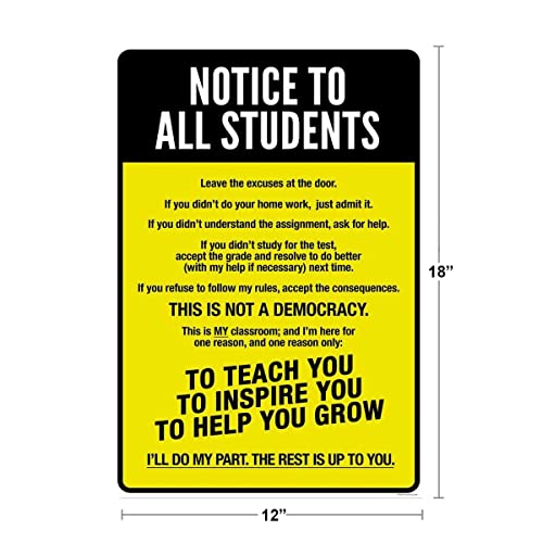 Image of Classroom Rules Poster High School Supplies For Teachers Yellow Criminal Justice Decor Cool Wall Art Print Poster 12x18
