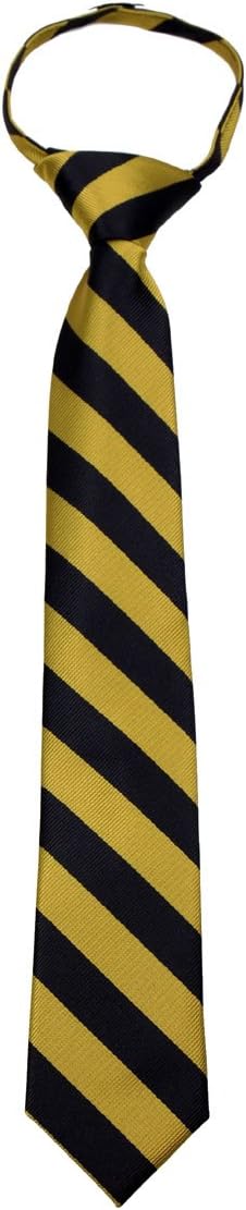 BUYYOURTIES Boys Zipper Repp Stripe College Printed Necktie Ties