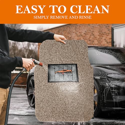 Image of CONTINENTAL [Duramat Curly] Universal Single Driver Side Car Mat only - Premium Waterproof PVC Cushions Car Floor Mat for All Cars (Brown & Beige).