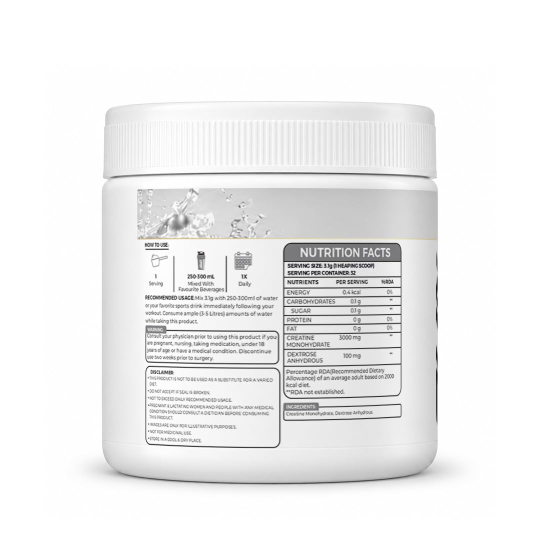 Ripped Up Nutrition Creatine Monohydrate Micronized 100g | For Strength, Power & High-Intensity Performance | Creatine Powder for Men & Women (Unflavoured) — Amazon image 2