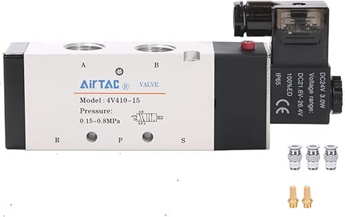 Miniatura 8 de Válvula solenoide neumática 1/8 "PT AirTAC 4V110-06 Aire 12V/24V/110V/220V Bobina única Operada por piloto Eléctrica 2 posiciones 5 vías Tipo