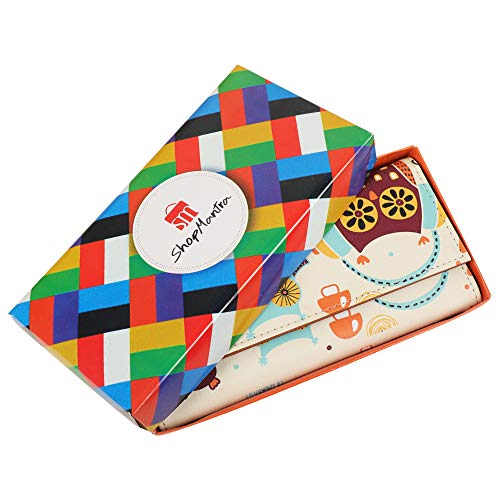 Women's Little Owl Vector Art Design Pattern Faux Leather Printed Wallet | Wallet for Women | Ladies Purse | Clutch | Multiple Card Holder Organizer and Phone Pocket Zip Wallet. 6