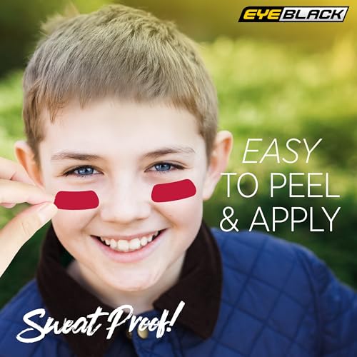 EyeBlack Chiefs Red Under Eye Strip for Athletic Sports Team - Enhance Performance, Show Team Spirit, Comfortable, Easy-to-Apply, Perfect for Game Day, Practice, Champions - Red - 24 Strips / 12 Pairs