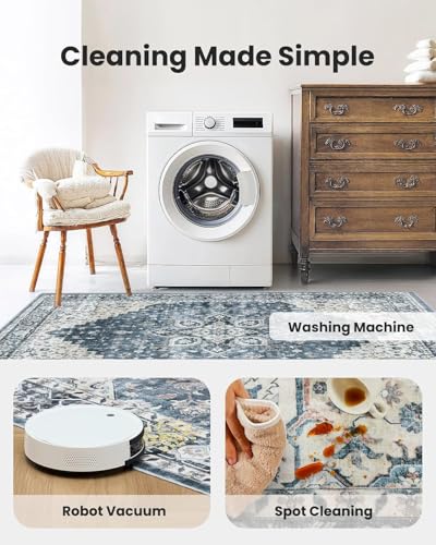 AMADA HOMEFURNISHING 2x3 Washable Area Rug, Low-Profile Entryway Rug with Non-Slip Backing & Durable Edge Binding, Vintage Rug Pattern, Small Rugs for Entryway, Kitchen & Living Room - image 7