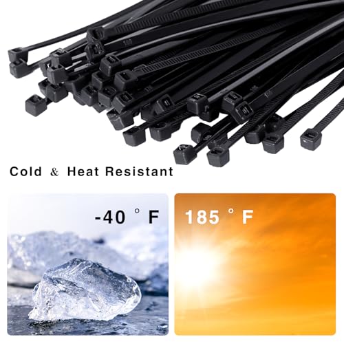 Image of Zip Ties 8 inch, 1000 Pack Black Zip Ties, Self-Locking Nylon Cable Ties with 40 lbs Tensile Strength,Wire Ties for indoor and outdoor use.