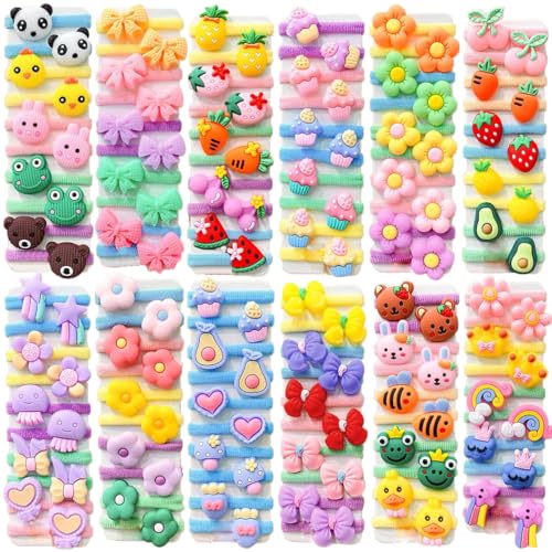 Petunny 100Pcs Cotton Baby Hair Ties Soft Seamless Toddler Hair Ties Mini Elastic Cute Ponytail Holders for Kids(Random Style)
