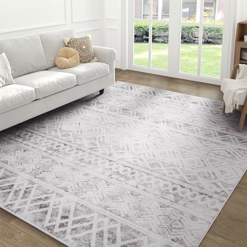 Image of Boho Area Rug 5x7 Feet Modern Area Rug Neutral Carpet for Bedroom Decor, Livingroom Decoration Ideas, Play Room