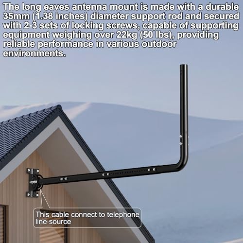 Support d'antenne avec coude à 90° et rallonge réglable pour pose murale extérieure
