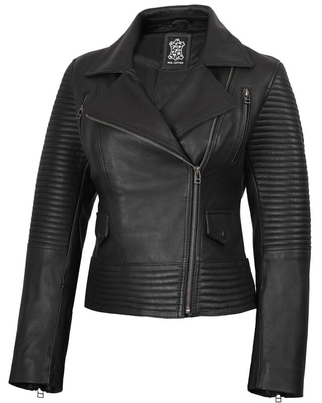 Image of Blingsoul Womens Real Leather Jacket - Asymmetrical Leather Jackets for Women