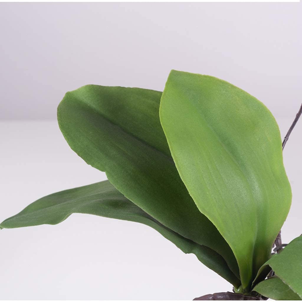 Juego de flores artificiales, jarrón dorado, orquídea blanca Pu Phalaenopsis, jarrón falso, planta en maceta para sala de estar, decoración para el hogar (blanco)