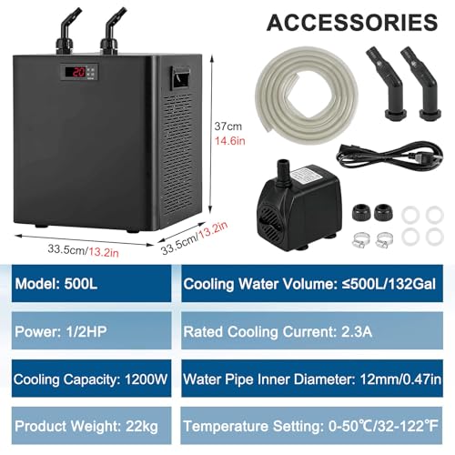 Enfriador de acuario para peceras, solución de refrigeración eficiente para control de temperatura del agua en tanques de 160 L a 500 L, funcionamiento silencioso para uso en baños de hielo