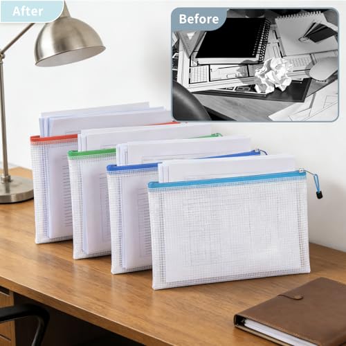 Plastic Wallets A4 Zipped Wallets A4 Zip Wallet Zipper Bags Ziplock Bags Mesh Document File Folders - Image 7