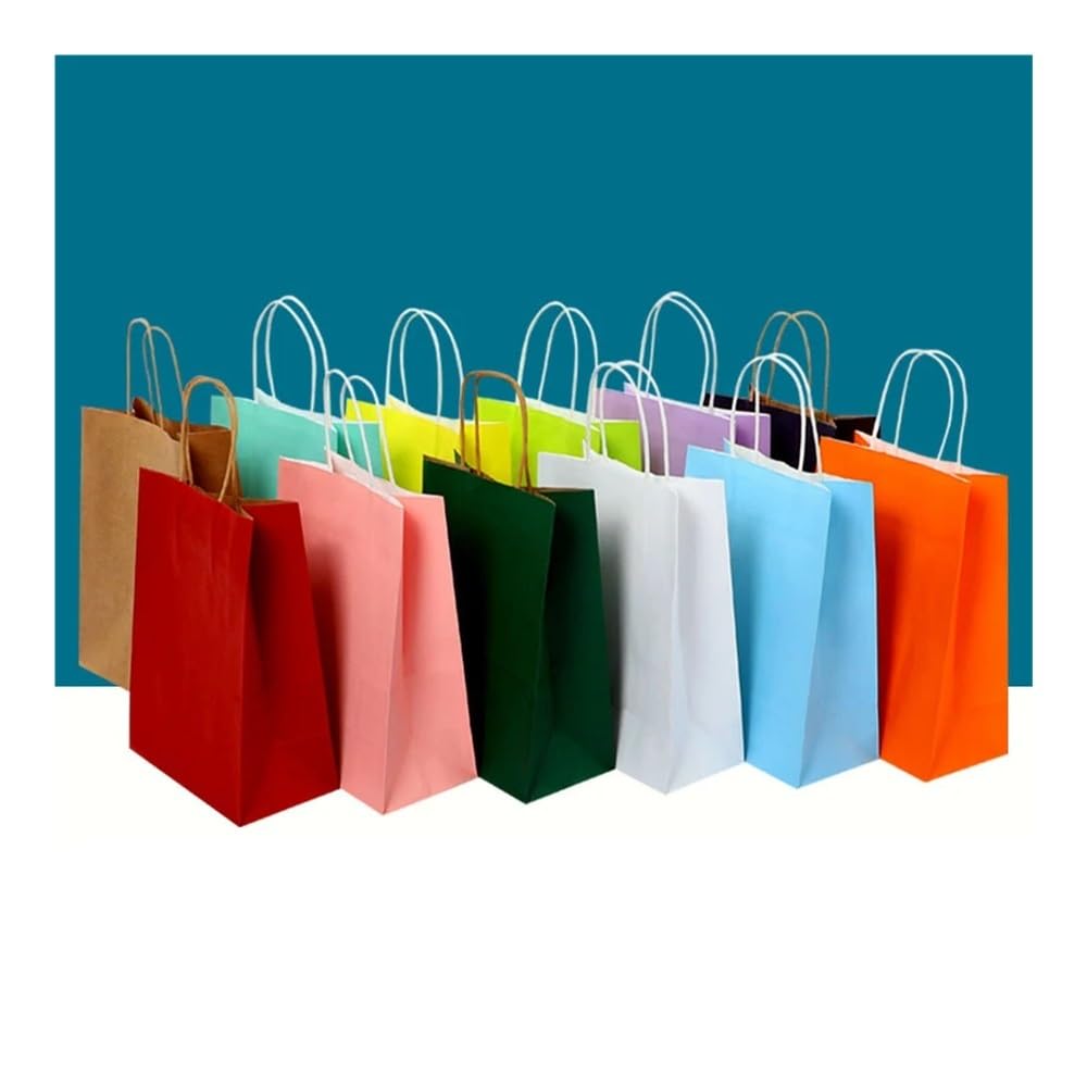 Torebki na prezenty z uchwytem, na biżuterię, na zakupy, Boże Narodzenie, Walentynki, wesele, kolorowe torebki papierowe, białe, 15 x 21 x 30 sztuk, 10/30/50 sztuk