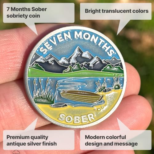 Image of The Achieve Mint 7 Months Sober Token | Seven Month Sober Chip | Non-AA Gift, Non-Religious Medallions for Men and Women Celebrating Sobriety